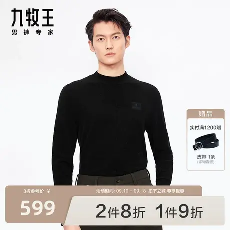 九牧王商场同款保暖毛衫23秋冬仿貂绒丝滑柔顺休闲半高领毛衣BN商品大图