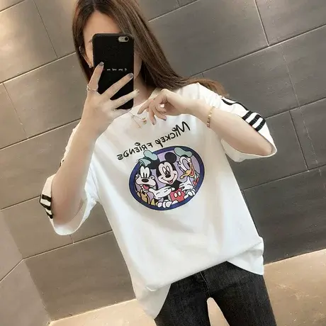 女装2023年新款秋季秋装纯棉短袖T恤宽松上衣服设计感打底衫爆款商品大图