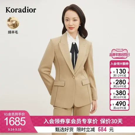 珂莱蒂尔女装2023秋季新款美拉德收腰羊毛小西装外套设计感小众图片