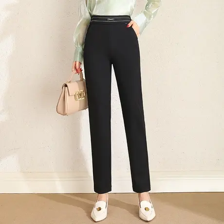 黑色休闲直筒裤女2023春季新款高腰显瘦小脚裤通勤西装裤烟管裤子商品大图