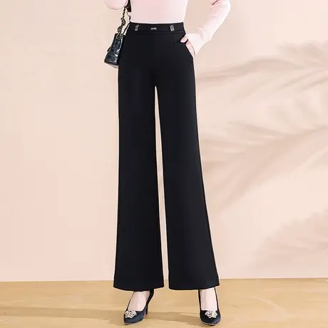 阔腿裤女秋季2023新款高腰通勤坠感西装裤宽松显瘦黑色长裤休闲裤商品大图