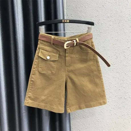 2023夏季新款韩版百搭显瘦牛仔五分裤女小个子高腰直筒阔腿裤中裤商品大图