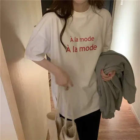 ins超火网红短袖T恤女夏季新款韩版潮宽松港味学生半袖chic上衣服商品大图