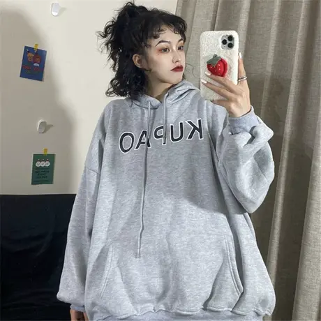 waitmore卫衣女韩版宽松原宿bf慵懒风加绒加厚网红ins超火cec外套商品大图