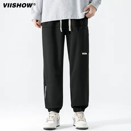 VIISHOW休闲裤男国潮高街宽松束脚春季潮流百搭复古运动裤子男商品大图