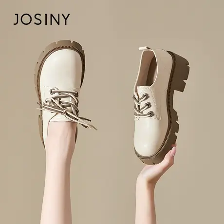 Josiny/卓诗尼粗跟厚底乐福鞋女夏季2023新款小皮鞋时尚百搭单鞋商品大图