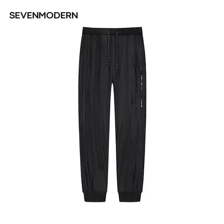 【清仓商场同款】柒牌SVNMDN2021春装新款抽绳束脚休闲运动长裤男图片