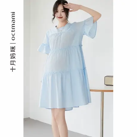 十月妈咪孕妇连衣裙2025新款夏季薄款甜美系减龄宽松娃娃裙夏装商品大图