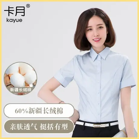 浅蓝色衬衫女短袖夏2025新款高级感职业装工装工作服大码半袖衬衣商品大图