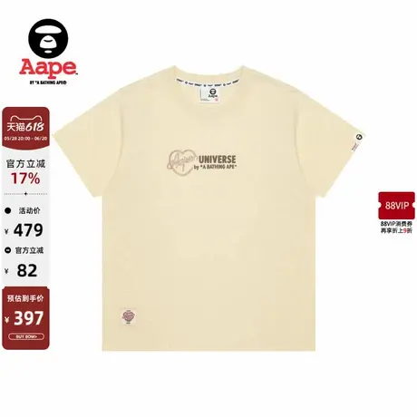 Aape旗舰店女装春夏西部牛仔图案印花潮流短袖T恤1683XXO商品大图