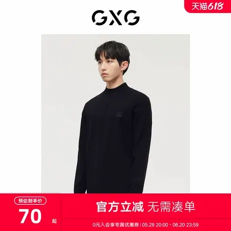 GXG男装系列黑色低领毛衫圆领毛衣针织衫冬季可外穿男装图片