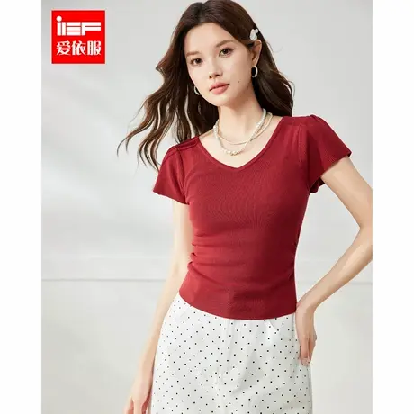 IEF/爱依服夏日穿搭2025夏季新款法式简约纯色休闲百搭毛织上衣商品大图