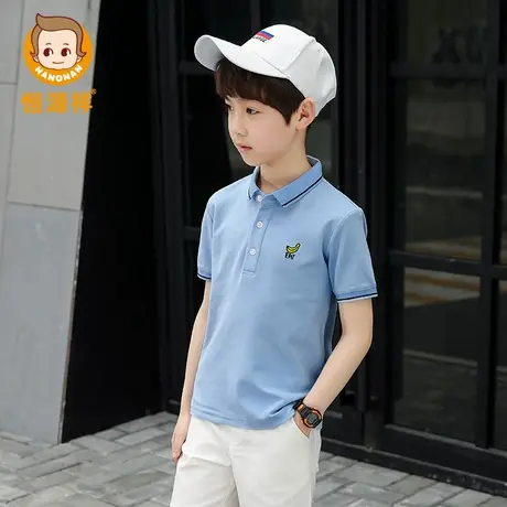 恒源祥夏季翻领童装POLO衫大童纯棉短袖洋气香蕉刺绣男童T恤衫潮图片