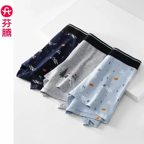 清仓芬腾男士内裤男生纯棉宽松运动平角裤短裤头青少年四角短裤衩商品大图