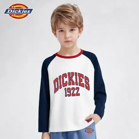 Dickies童装男童长袖t恤男孩美式休闲撞色体恤儿童秋季运动上衣A图片
