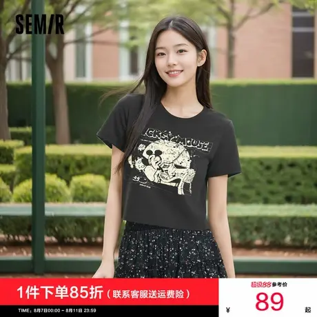 [商场同款]森马迪士尼合作系列短袖T恤女短款凉感2025新款夏衣服图片