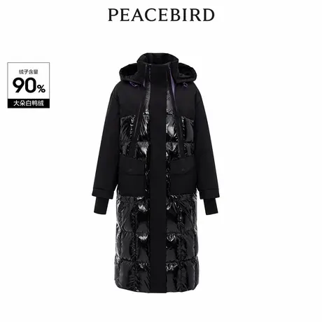 【商场同款】太平鸟年冬季新款拼接长款工装羽绒服A3ACD4458商品大图
