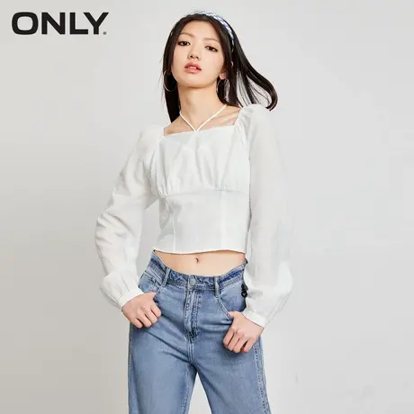 [ONLY奥莱]春季新款甜美百搭泡泡袖方领短款雪纺衫女商品大图