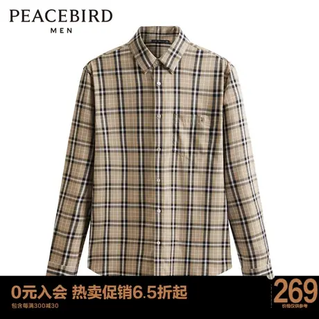 【商场同款】太平鸟男装 时尚休闲格纹衬衫修身男士衬衣B1CAD1203商品大图