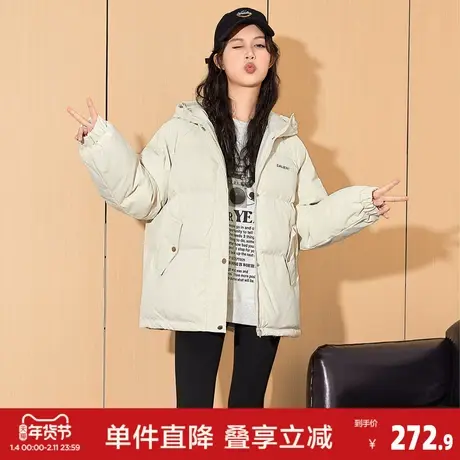 唐狮2026冬装新款女羽绒服短款连帽简约加厚保暖宽松学生外套上衣图片