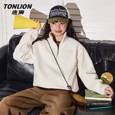 唐狮摇粒绒外套女2026新款秋冬季半拉链卫衣女加厚冲锋服内胆VB图片