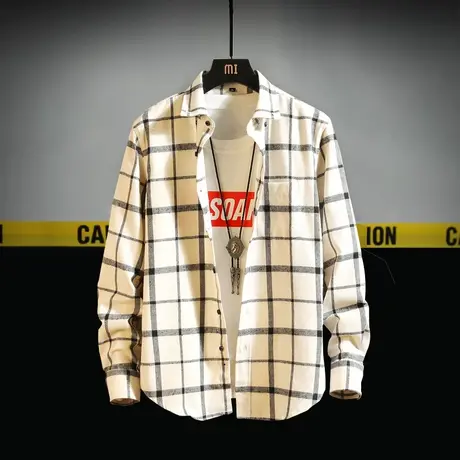 青少年长袖衬衫初中学生12-13-14-16岁男孩15胖大童帅气格子衬衣商品大图