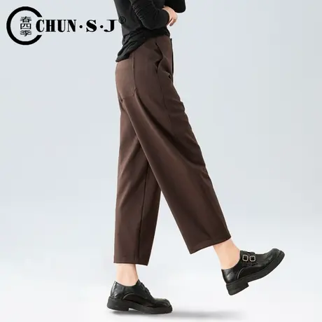 廓形香蕉裤休闲裤女2023新款棕色裤子女宽松韩版慵懒风哈伦萝卜裤图片