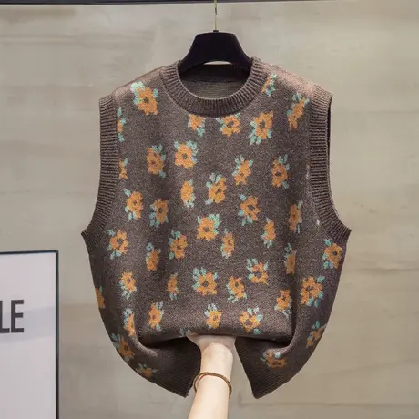 圆领针织马甲背心女2025春秋新款宽松马夹外穿上衣外搭毛衣坎肩潮图片