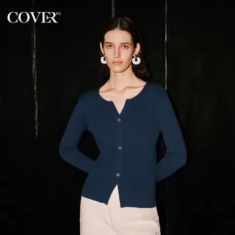 COVER秋季坑条羊毛开衫毛针织衫图片