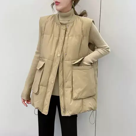 欧洲站秋冬新款羽绒棉马甲小众设计休闲宽松工装大口袋马夹外套潮商品大图