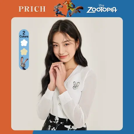【直播专享】PRICH【疯狂动物城系列】设计感V领卡通薄款针织开衫商品大图