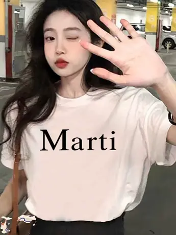 仿棉短袖白色T恤女夏季2023新款慵懒风时尚宽松设计感ins打底上衣图片