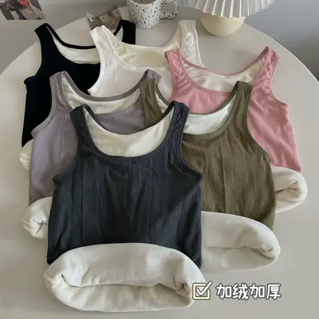 2024年新款秋冬季女款毛衣黑色加绒加厚保暖背心针织衫内搭打底衫图片