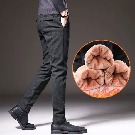 男士加绒裤子秋冬季外穿男裤加厚款休闲长裤秋裤潮流百搭带绒棉裤商品大图