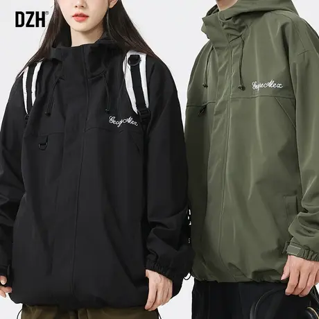 情侣工装机能冲锋衣外套男春秋潮流百搭2024年新款情侣装连帽夹克商品大图