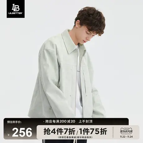 Lilbetter【何浩楠同款】仿麂皮外套男士春季高级感工装翻领夹克图片