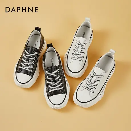 达芙妮女鞋2022新款春季厚底增高帆布鞋女生百搭小白鞋平底休闲鞋图片