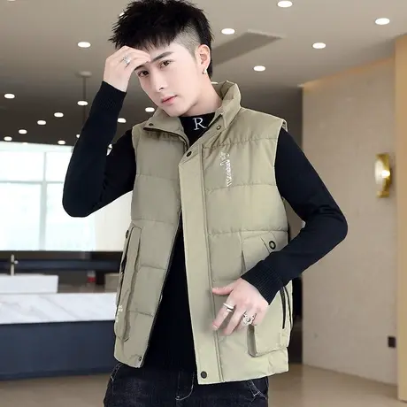 秋冬季男马甲潮流坎肩羽绒棉服男外套加厚保暖工装青少年学生马夹商品大图