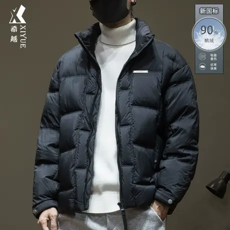希越新国标90鹅绒立领羽绒服男冬季休闲户外宽松大码男士面包棉服商品大图