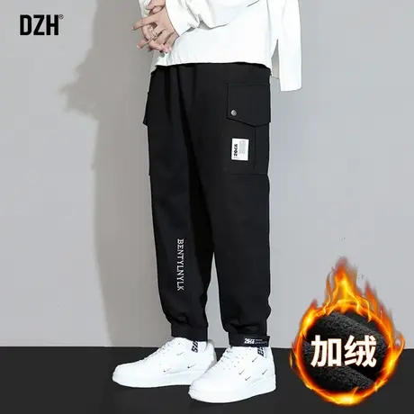 男生工装裤子男款美式高街2024新款加绒休闲裤宽松潮牌束脚男裤潮商品大图