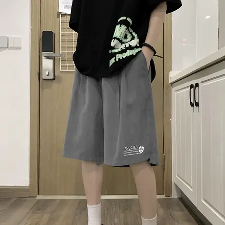夏季短裤男潮牌宽松复古运动休闲裤ins港风速干薄款国潮五分中裤商品大图