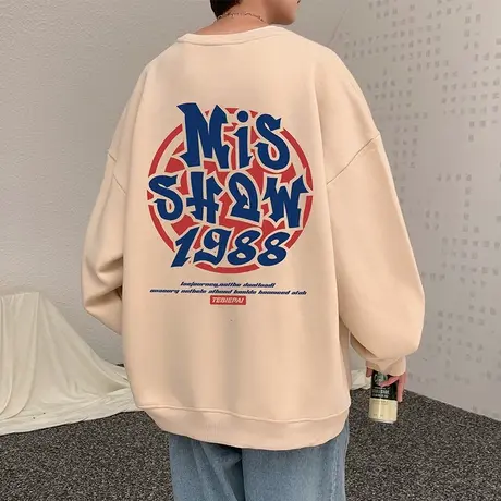 美式潮牌卫衣男秋冬款套头圆领高街重磅2023新款外套长袖情侣上衣商品大图