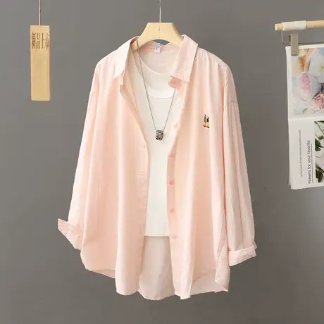 今年流行的漂亮小衫粉色衬衫女长袖设计感小众高级衬衣小个子上衣图片