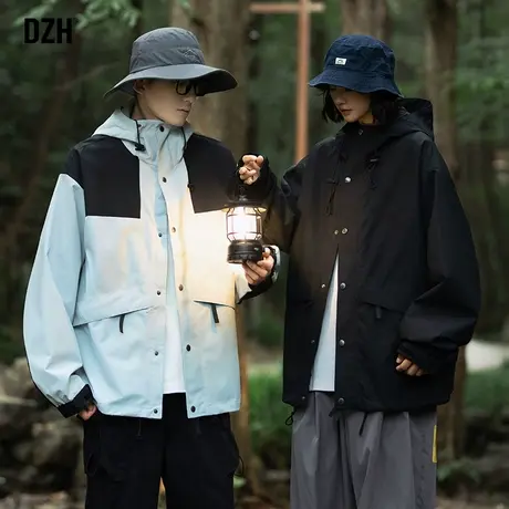情侣冲锋衣男士连帽休闲外套男2024年春季新款衣服登山服夹克男装商品大图