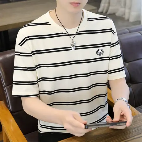 短袖T恤男夏季潮流男装2023新款宽松半袖上衣纯棉卡通印花体恤衫T商品大图