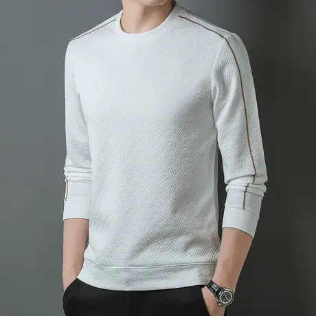 中青年高级提花卫衣商务休闲打底衫上衣潮牌长袖t恤春秋薄款外套商品大图