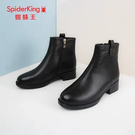 SPIDER KING/蜘蛛王时装靴2023冬商场新款真皮女中筒薄绒百搭休闲图片