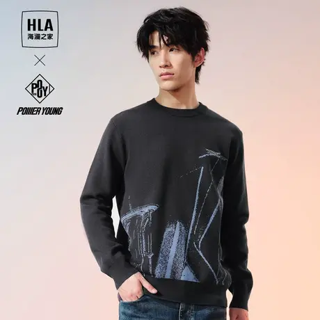 HLA/海澜之家POWER YOUNG长袖针织衫23秋新款圆领撞色套头衫男商品大图