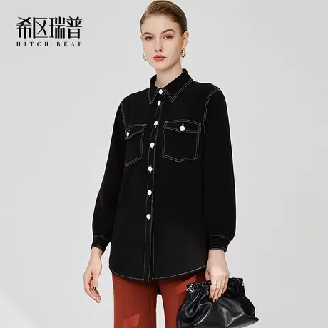 希区高端chic宽松廓形长衬衫外穿女秋冬2023新款职业ins港味外套商品大图