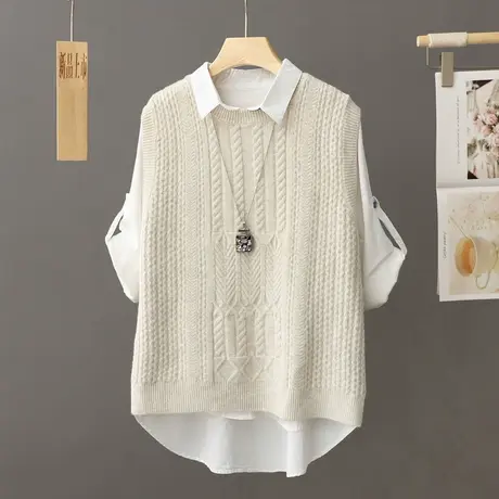 学院风针织马甲背心女款秋冬冬叠穿外搭坎肩宽松圆领无袖毛衣马夹商品大图